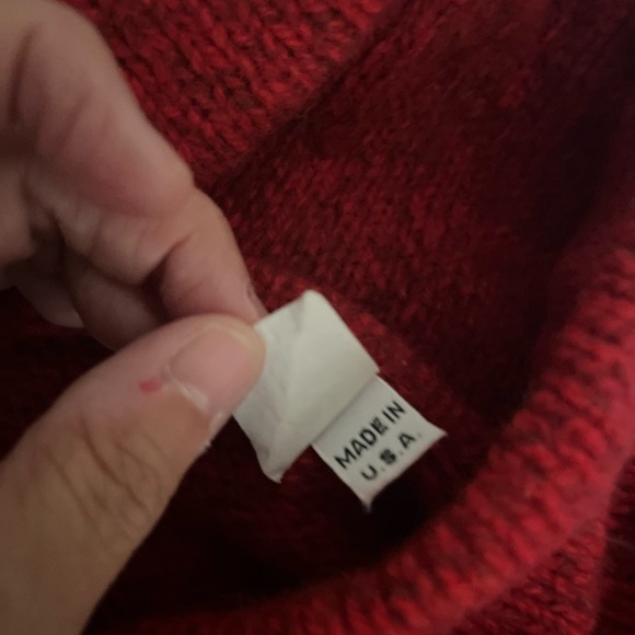 LL Bean Red Wool Blend Sweater Mens Size Large - Picture 3 of 5